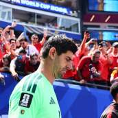 Thibaut Courtois, antes del inicio del partido entre Bélgica y Egipto en el debut de Mundial.