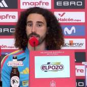 Marc Cucurella, en su rueda de prensa de esta tarde con la Selección española.