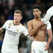 Toni Kroos y Jude Bellingham, en un partido del Real Madrid.