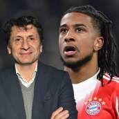 Michael Olise con la camiseta del Bayern Múnich y José Félix Díaz. 