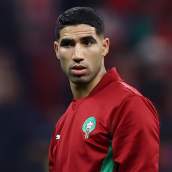 Achraf Hakimi antes de jugar un partido con Marruecos. 