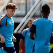 Víctor Muñoz, en un entrenamiento reciente con la Selección española.