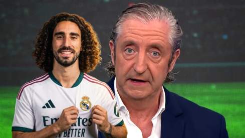 Josep Pedrerol y Marc Cucurella con la camiseta del Real Madrid. Josep Pedrerol y Marc Cucurella con la camiseta del Real Madrid.